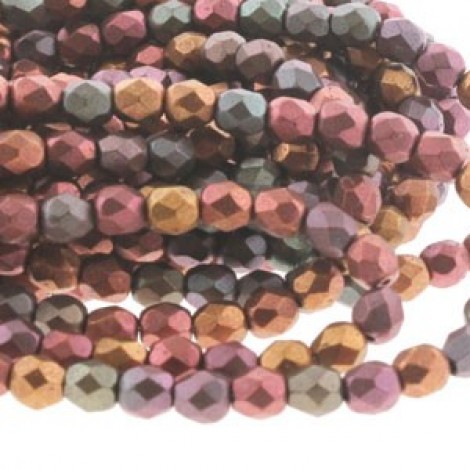 4mm Czech Firepolish Beads - Matte Metallic Bronze Iris - Pack of 50
