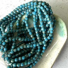 4mm Czech Firepolish Beads - Pacific Blue with Picasso Finish - Pack of 50