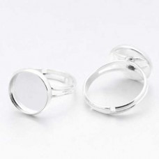 12mm ID Round Bezel Setting Rings - Silver Plated