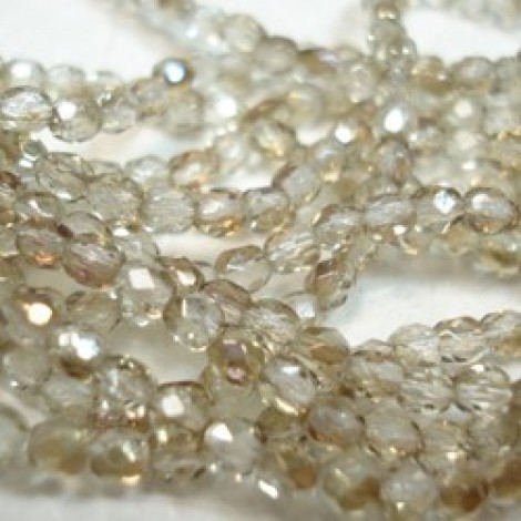 3mm Czech Firepolish Beads - Twilight Crystal - Pack of 50