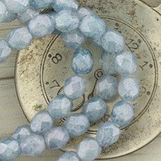 6mm Czech Firepolish Glass Beads - Denim Opalite Lustre - Pack of 20
