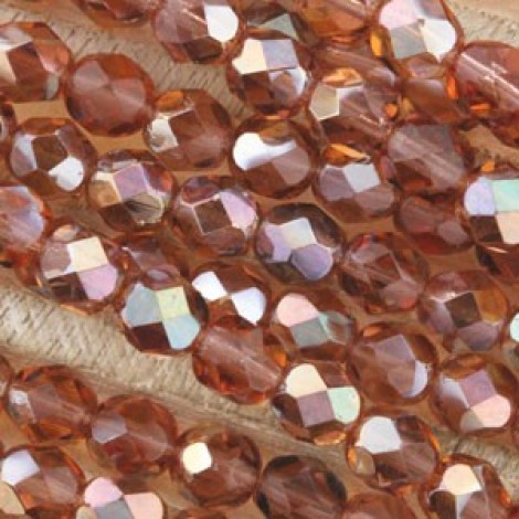 6mm Czech Firepolish Beads - French Rose - Celsian - Pack of 20