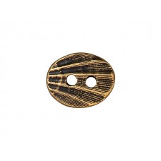 17x14mm TierraCast Oval Shell Buttons - Antique 22K Gold Plated - Pack of 2
