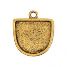 28x4mm Nunn 24K Gold Grande Half Oval Bezel Pendant - Each