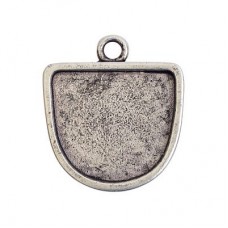 28x4mm Nunn Ant Silver Grande Half Oval Bezel Pendant - Each