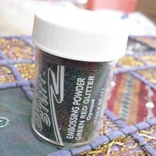 Stamp-n-Stuff Embossing Powder - Op Green-Red Glitter