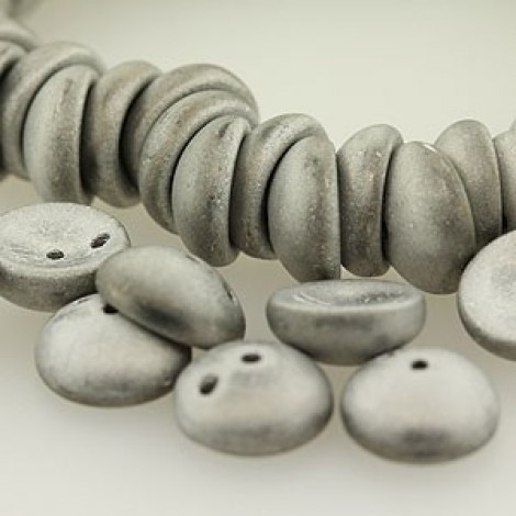 8mm Czech 2-Hole Piggy Beads - Matte Silver- Pack of 50 8mm Czech 2-Hole Piggy Beads - Matte Silver- Pack of 50