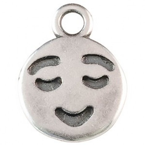 12x9mm JBB Ant Silver Plated Emoticon Charm - Happy - each