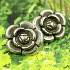 20mm Antique Silver Succulent Flower Shank Button