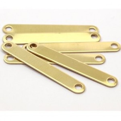 44x6mm 20ga Raw Brass 2-Hole Connector Blanks - Pack of 2