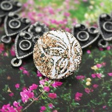 17mm Vintage Style White Rust Patina Butterfly Button - Each