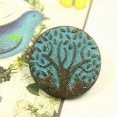 25mm Green Rust Patina Tree of Life Shank Button