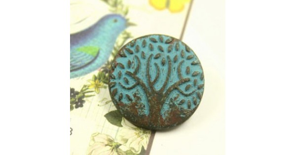25mm Green Rust Patina Tree of Life Shank Button - Each | Buttons ...