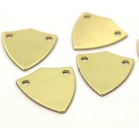 16x15mm 2-Hole Raw Brass Stamping Blanks - Shield - Pack of 4