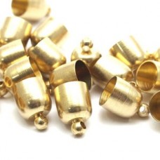 8x10.5mm (6.9mm ID) Raw Brass Cord End Caps w/Loop - Per pair