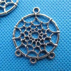 28x34mm Ant Silver Plated Dreamcatcher Pendant