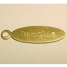 20mm Imagine Oval Raw Brass Tag - Pack of 6