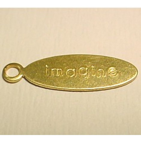20mm Imagine Oval Raw Brass Tag - Pack of 6