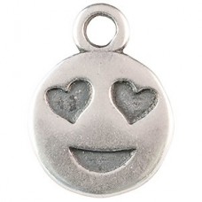 12x9mm JBB Ant Silver Plated Emoticon Charm - In Love - each