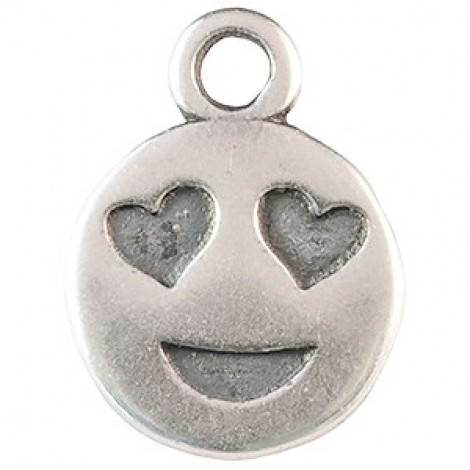 12x9mm JBB Ant Silver Plated Emoticon Charm - In Love - each