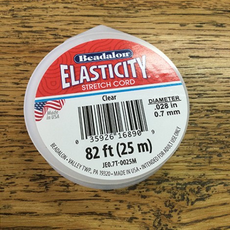 0.7mm (0.28") Beadalon Elasticity Clear Stretch Cord - 25m (82ft)
