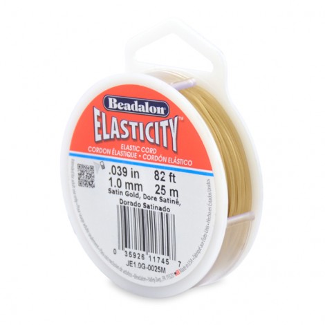 1.0mm Beadalon Elasticity - Satin Gold - 25m rolls
