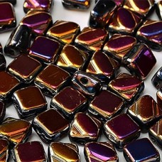6mm 2-Hole Silky Beads - Jet Full Sliperit - Pack of 40