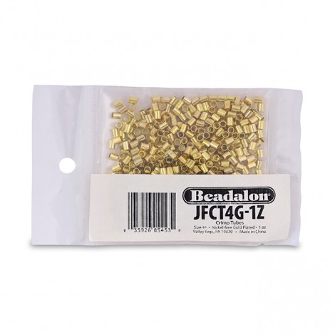 2.5mm (.098") Size 4 Beadalon Crimp Tubes - Gold Plated - 1oz (28.35gm) (app 700pc)