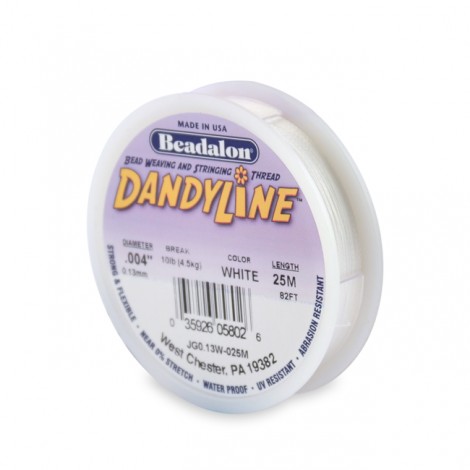 .004" (.13mm) Beadalon Dandyline White Beading Thread - 25m (82ft)