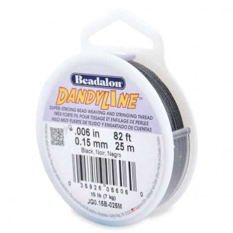 .006" (.15mm) Beadalon Dandyline Black Beading Thread - 25m (82ft)