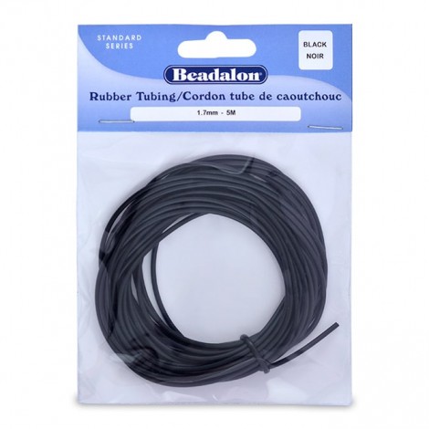 1.7mm Beadalon Black Hollow Neoprene Tubing - 5 metres