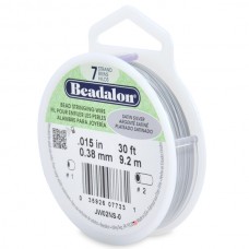 .015" (0.38mm)  Beadalon 7st Satin Silver Beading Wire - 30ft (9.1)