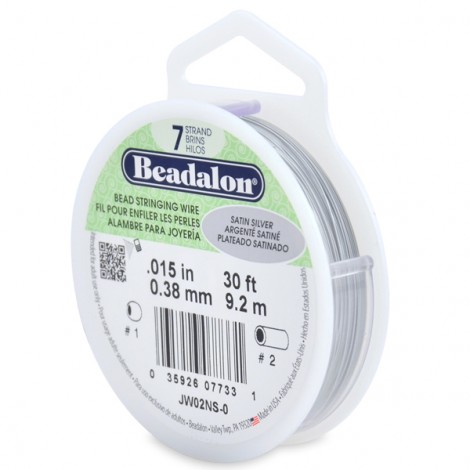 .015" (0.38mm)  Beadalon 7st Satin Silver Beading Wire - 30ft (9.1)