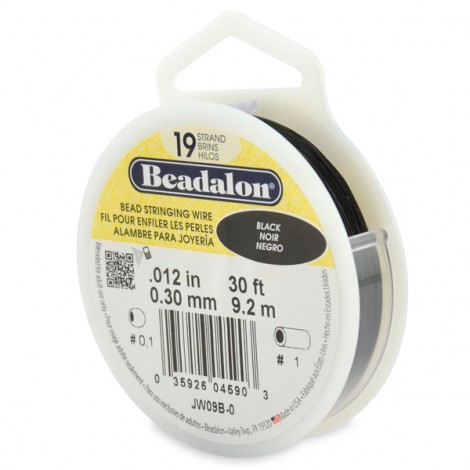 .012" (.30mm) 19st Beadalon Black Beading Wire - 30ft (9.1m)