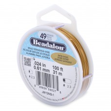 .024" (.61mm) 49st Beadalon Beading Wire - Satin Gold - 100ft (30m)