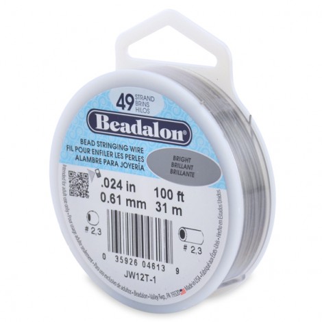 .024" (.61mm) 49 st Beadalon Beading Wire - Bright - 100ft (31m) Spool