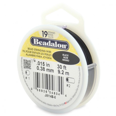 .015" (0.38mm) 19st Beadalon Black Beading Wire - 30ft (9.2m)