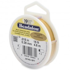 .015" (0.38mm) 19st Beadalon Beading Wire - Gold Color - 15ft (4.6m)