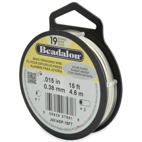 .015" (.38mm) Beadalon 19st Silver Plated Beading Wire - 15ft (4.6m)