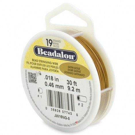 .018" Beadalon 19st Satin Gold Beading Wire - 30ft (9.2m)