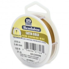 .018" Beadalon 19st Satin Gold Beading Wire - 100ft