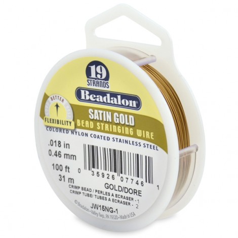 .018" Beadalon 19st Satin Gold Beading Wire - 100ft