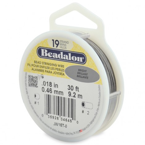 .018" 19 St Beadalon Beading Wire - Bright - 30ft (9.1m)