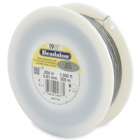 .024" 19 st Beadalon Beading Wire - Bright - Bulk 1000ft (305m) Roll