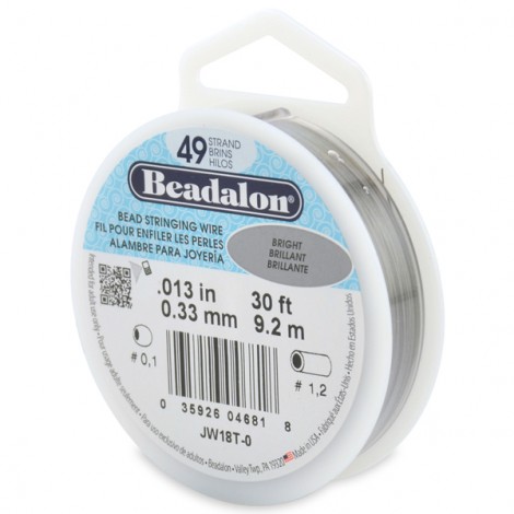 .013" 49st Beadalon Beading Wire - Bright - 30ft (9.1m)