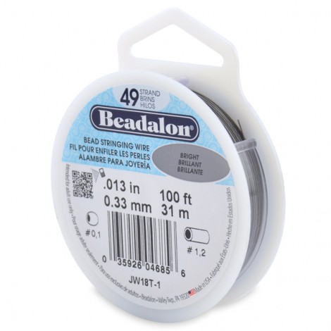 .013" 49st Beadalon Beading Wire - Bright - 100ft (30m) .013" 49st Beadalon Beading Wire - Bright - 100ft (30m)