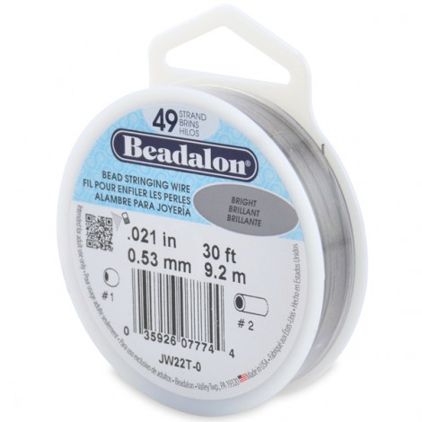 .021" (.53mm) Beadalon 49st Bright Beading Wire - 30ft (9.2m) 