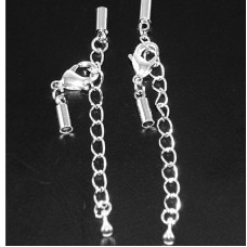 2.5mm ID Platinum Col Cord Ends w-Ext Chain & Clasp
