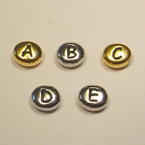 6x7mm "A to E" TierraCast Silver or Gold Letter Beads