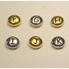 6x7mm "F to K" TierraCast Silver or Gold Letter Beads